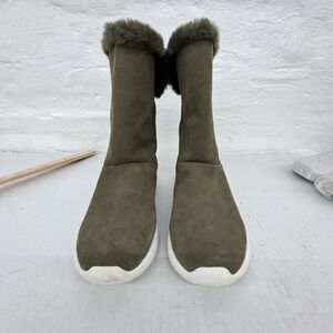 Skechers Goga Mat GOWalk Women's Size 9 US Olive Suede‎ Faux Fur Boots